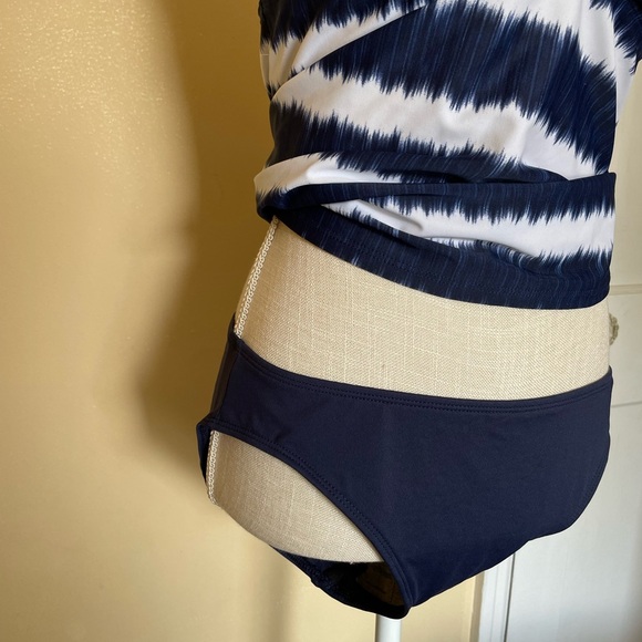 Lauren Ralph Lauren Tie Dye Blue White Stripe Halter Tankini Bathing Suit NWT - Picture 3 of 14
